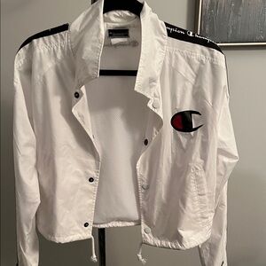 Champion Women's White and Black Varsity Jacket